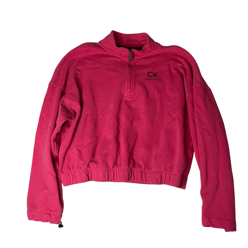 Calvin Klein Performance Hot Pink Quarter Zip Cropped‎ Sweatshirt Large
